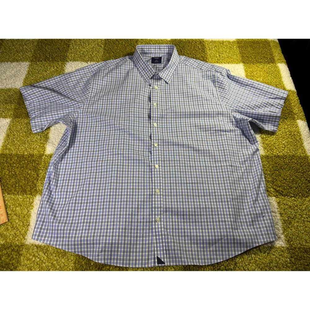 UNTUCKit Fit by DXL Mens 3XL Dante Blue Gingham Short Sleeve Shirt UT-1013
